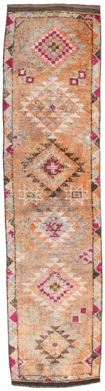 2′ x 10′ Tan-Ivory Turkish Vintage Herki Runner Rug – 17580