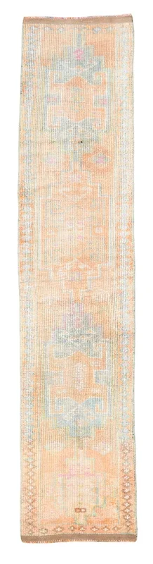 2′ x 11′ Tan-Ivory Turkish Vintage Herki Runner Rug – 7166