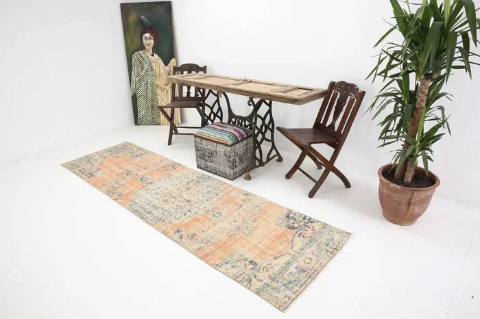 2′ x 9′ Orange Turkish Vintage Runner Rug – 6027