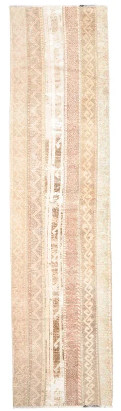 2′ x 9′ Tan-Ivory Turkish Vintage Runner Rug – 17380