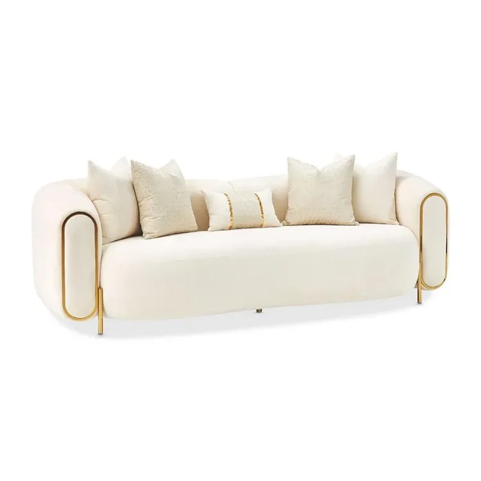AICO by Michael Amini – Sassani Sofa – Crepe/Gold – LFR-SSNI815-CPE-806