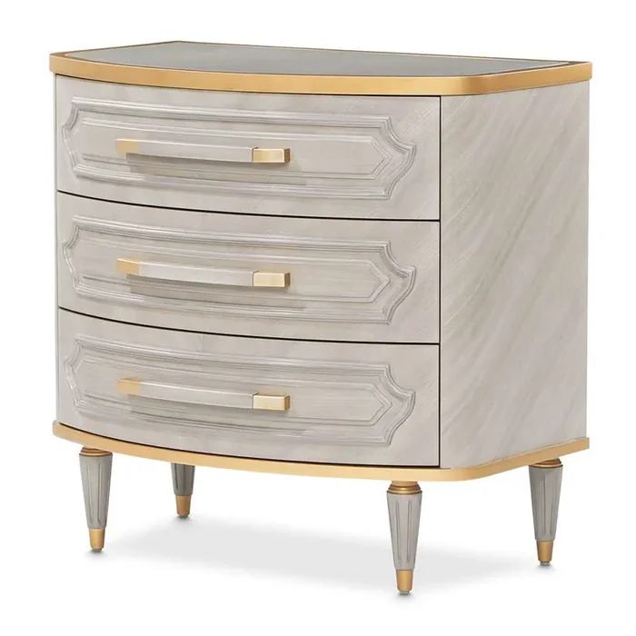 AICO by Michael Amini – St. Charles 3-Drawer Nightstand – Dove Gray – 9088040-803