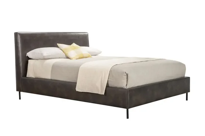 Alpine Furniture – Sophia Standard King Faux Leather Platform Bed, Gray – 6902EK-GRY