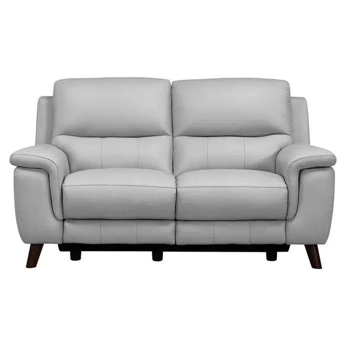 Armen Living – Lizette Contemporary Loveseat in Dark Brown Wood Finish and Dove Gray Genuine Leather – LCLZ2DV