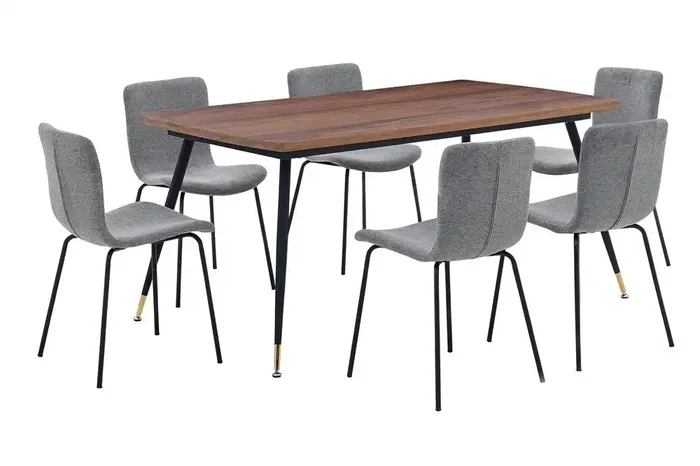 Armen Living – Messina and Gillian Light Gray Fabric 7 Piece Rectangular Dining Set – SETMSDICH7C