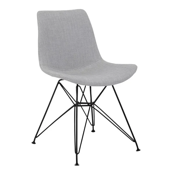 Armen Living – Palmetto Contemporary Dining Chair in Gray Fabric with Black Metal Legs – LCPLCHBLGR