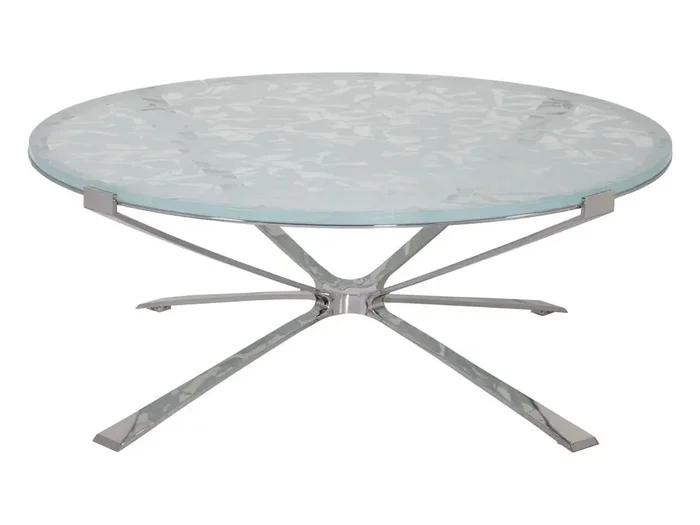 Artistica Home – Signature Designs Snowscape Round Cocktail Table, Stainless Steel – 2301-943C