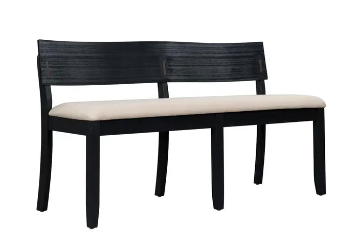 Boraam – Capella Cream Fabric Dining Height Bench – Matte Black Finish – 71018