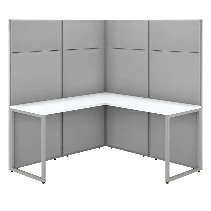 Bush Furniture – Easy Office 60W L Shaped Cubicle Desk Workstation with 66H Panels in Pure White – EODH360WH-03K