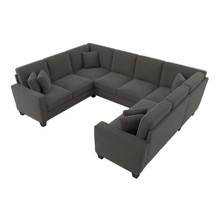 Bush Furniture – Stockton 112W U Shaped Sectional Couch in Charcoal Gray Herringbone – SNY112SCGH-03K