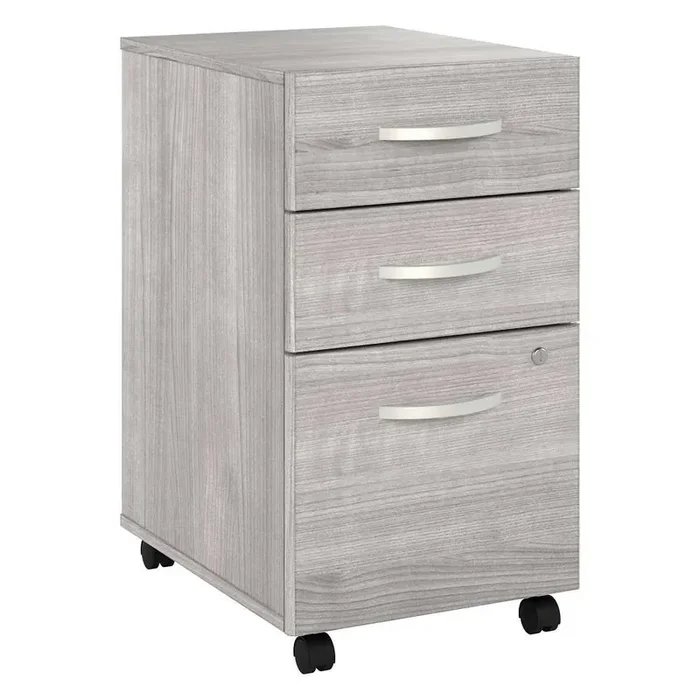 Bush Furniture – Studio A 3 Drawer Mobile File Cabinet in Platinum Gray – Assembled – SDF216PGSU-Z