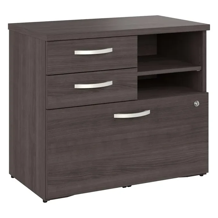 Bush Furniture – Studio A Office Storage Cabinet with Drawers and Shelves in Storm Gray – SDF130SGSU-Z