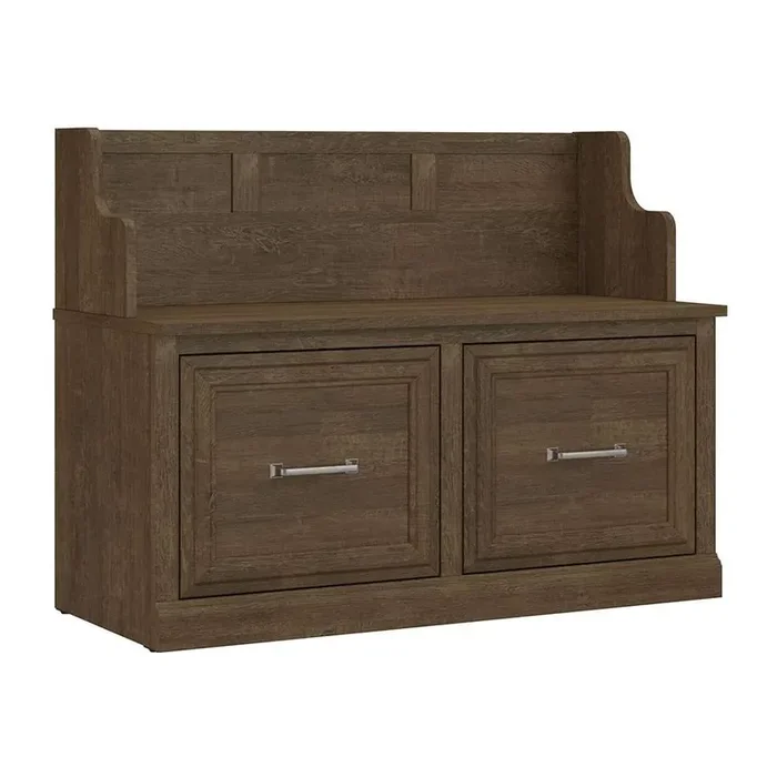 Bush Furniture – Woodland 40W Entryway Bench with Doors in Ash Brown – WDL005ABR