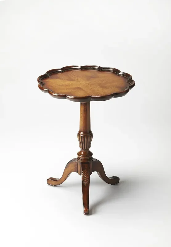 Butler Specialty Company – Dansby 20 in. W Round Wood Pedestal Side Table, Medium Brown – 1482001