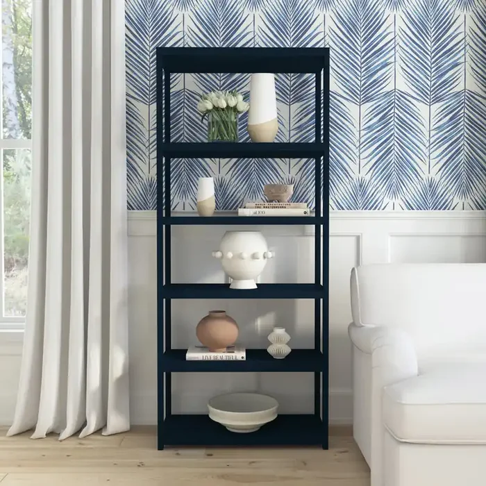 Butler Specialty Company – Lark 75 in. H x 30 in. W Wood 5 Tier Etagere Bookcase, Navy Blue – 5702291