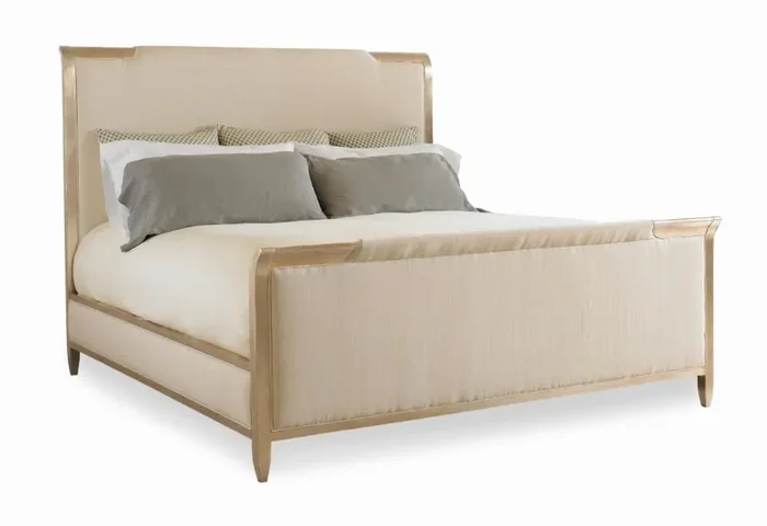 Caracole – Classic Nite In Shining Armor – Gold Frame Upholstered King Bed – CON-KINBED-008