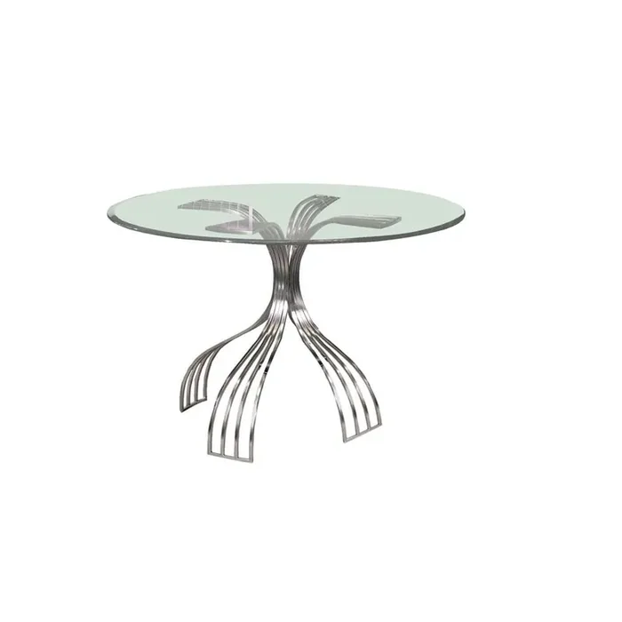 Chintaly – Ashtyn Round Glass Dining Table With Bevel Edge – ASHTYN-DT