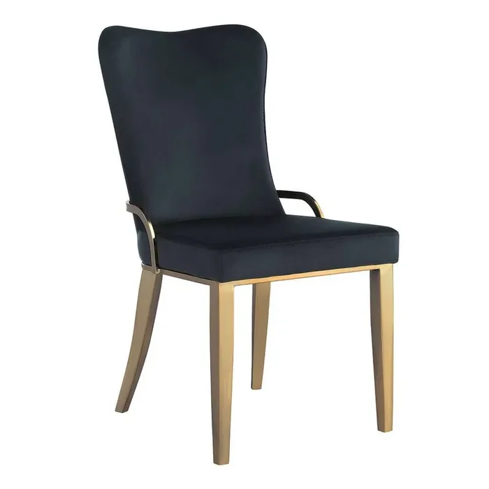 Chintaly – Riley – Contemporary Side Chair w/ Golden Legs – (Set of 2) – RILEY-SC-GLD-BLK
