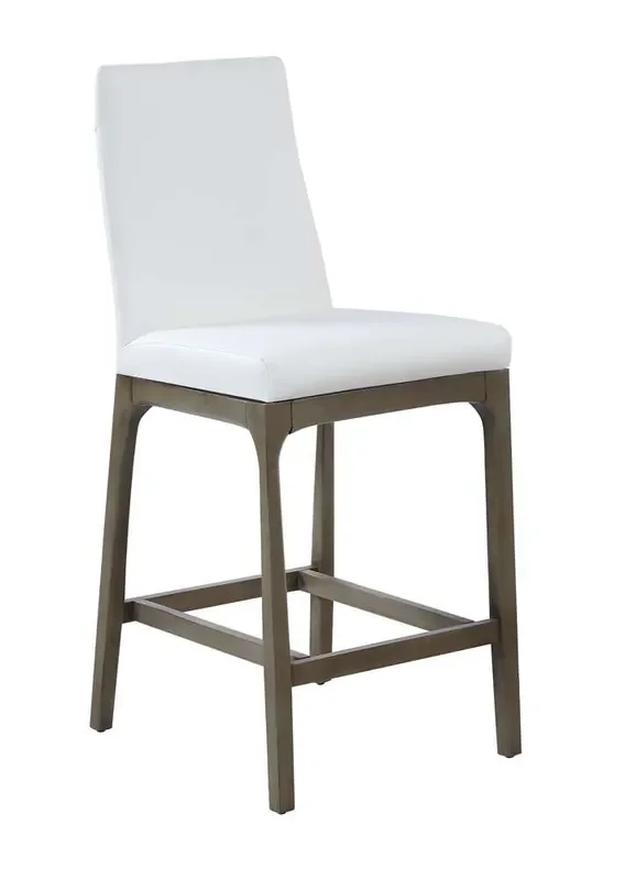 Chintaly – Rosario Modern Counter Stool w/ Solid Wood Base – ROSARIO-CS-GRY-WHT