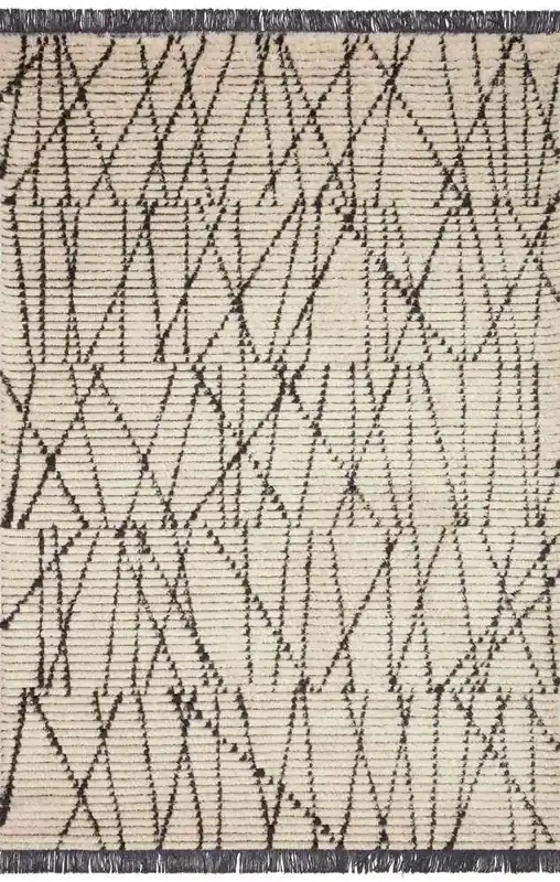 Chris Loves Julia x Loloi – Alice Cream / Charcoal 18in x 18in Sample Rug – ALICALI-01CRCC160S