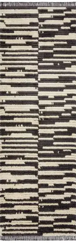 Chris Loves Julia x Loloi – Alice Cream / Charcoal 2-7in x 10-0in Runner Rug – ALICALI-03CRCC27A0