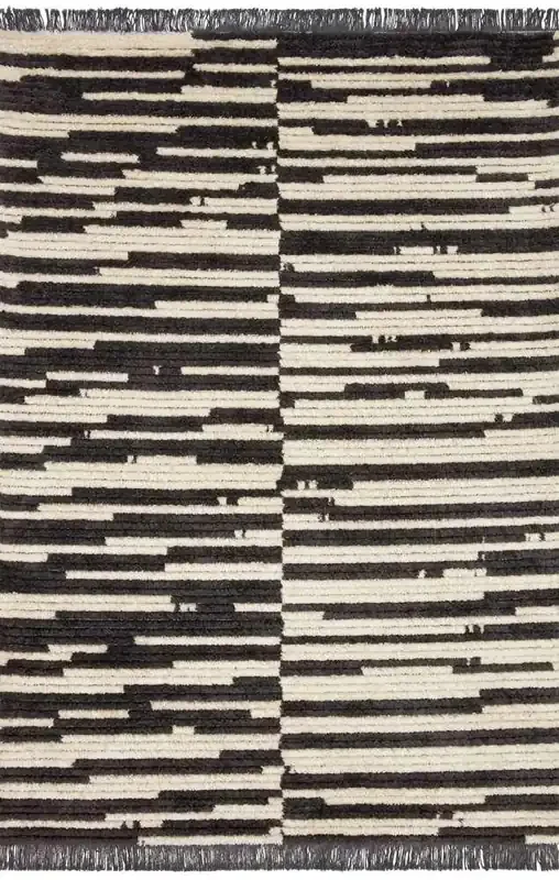 Chris Loves Julia x Loloi – Alice Cream / Charcoal 3-8in x 5-8in Accent Rug – ALICALI-03CRCC3858