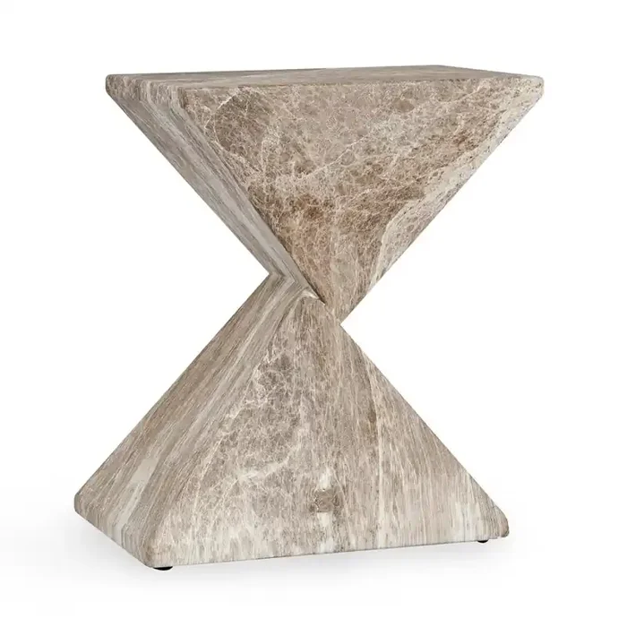 Classic Home – Adler Concrete Stone Outdoor Accent Table In Brown – 51031635