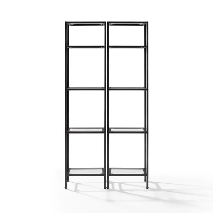 Crosley Furniture – Aimee 2 Piece Etagere Set Soft Gold – 2 Narrow Etageres – KF6005BZ