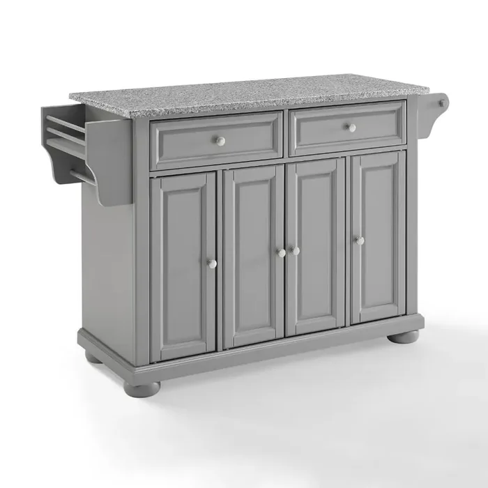 Crosley Furniture – Alexandria Granite Top Kitchen Island/Cart Gray/White – KF30205AGY