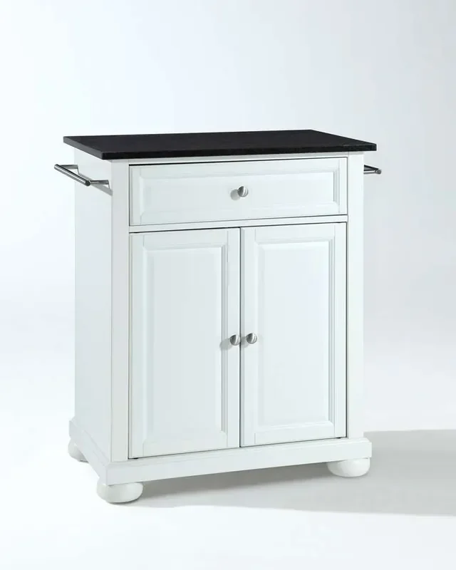 Crosley Furniture – Alexandria Solid Black Granite Top Portable Kitchen Island in White Finish – KF30024AWH