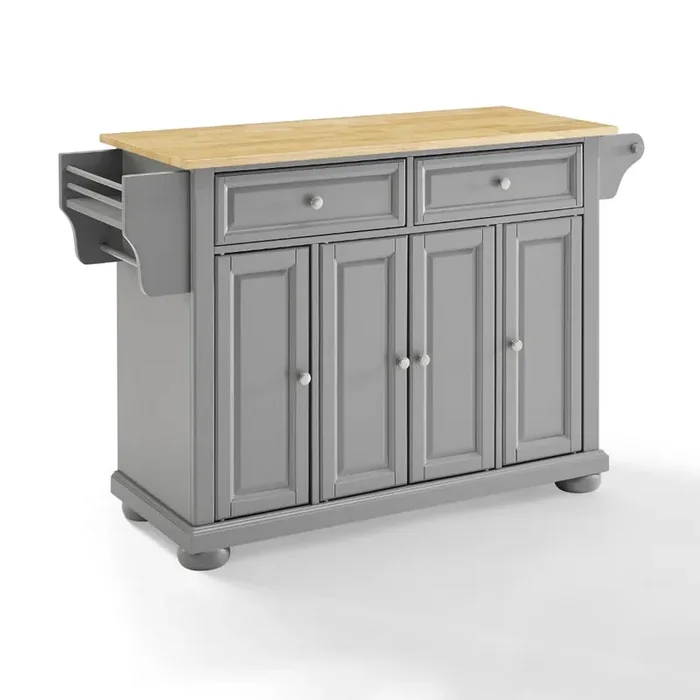 Crosley Furniture – Alexandria Wood Top Kitchen Island/Cart Gray/Natural – KF30201AGY
