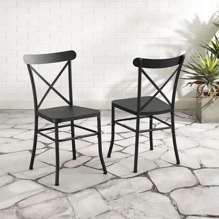 Crosley Furniture – Astrid 2Pc Indoor/Outdoor Metal Dining Chair Set Matte Black – 2 Chairs – CO6270-MB