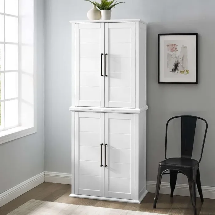 Crosley Furniture – Bartlett Tall Storage Pantry White – 2 Stackable Pantries – KF33021WH