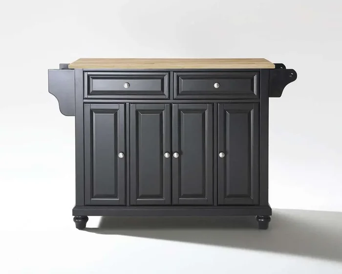 Crosley Furniture – Cambridge Natural Wood Top Kitchen Island in Black Finish – KF30001DBK