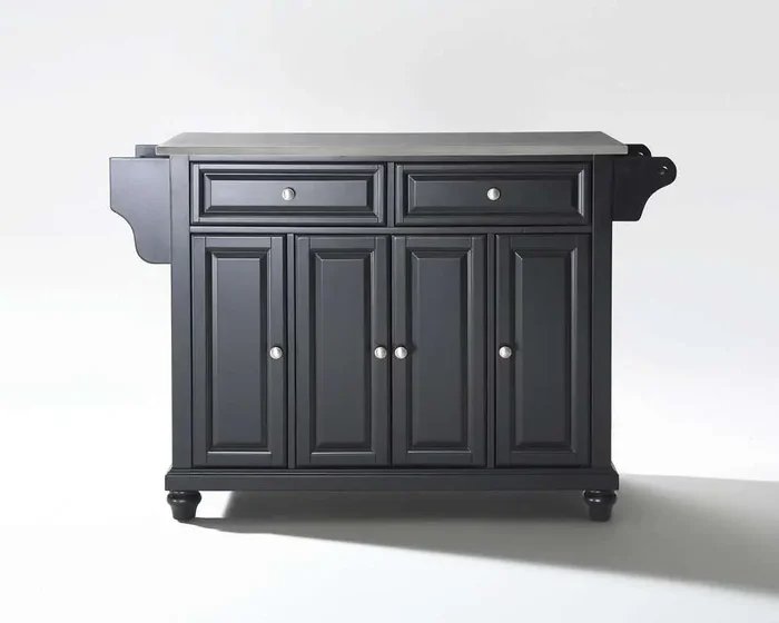 Crosley Furniture – Cambridge Stainless Steel Top Kitchen Island in Black Finish – KF30002DBK