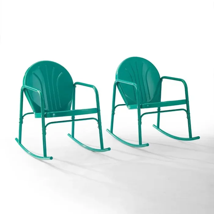 Crosley Furniture – Griffith 2 Piece Outdoor Rocking Chair Set Turquoise Gloss – 2 Chairs – CO1013-TU