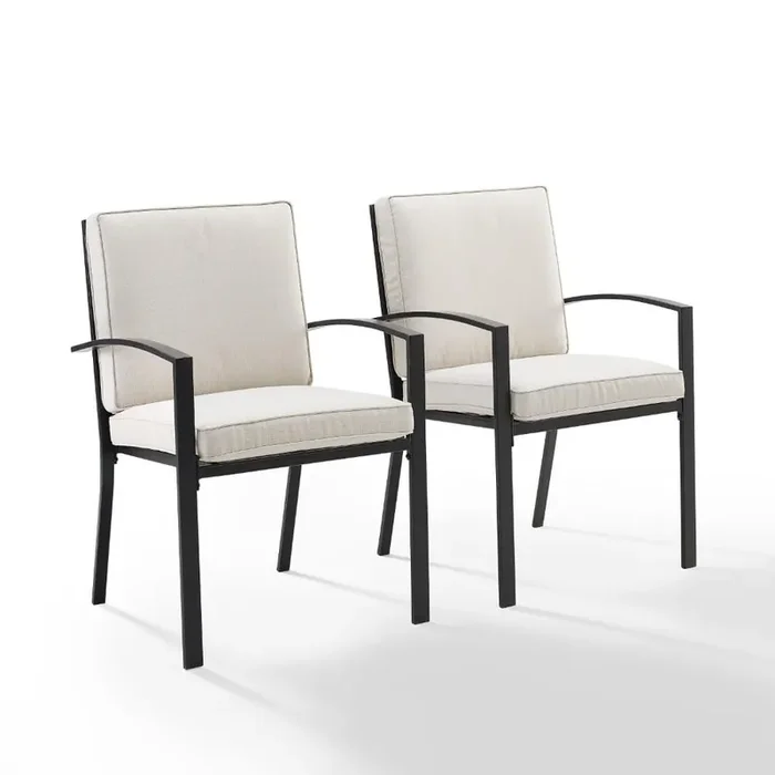 Crosley Furniture – Kaplan 2 Piece Outdoor Dining Chair Set Oatmeal/Oil Rubbed Bronze – 2 Chairs – KO60025BZ-OL