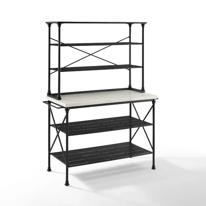 Crosley Furniture – Madeleine Kitchen Island & Hutch Matte Black – Island & Hutch – KF13031MB