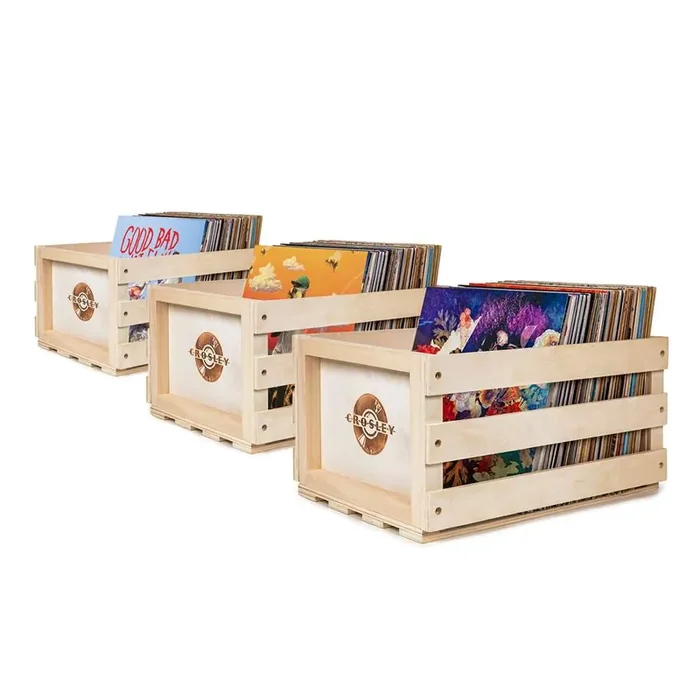 Crosley Radio – 3 Pack Vinyl Record Storage Crate Combo In Natural – AC1004A-NA3