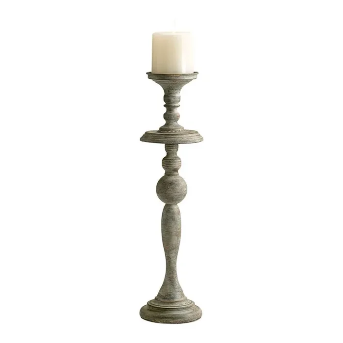 Cyan Design – Bach Candlestick in Distressed Antiqued White – Small – 04294