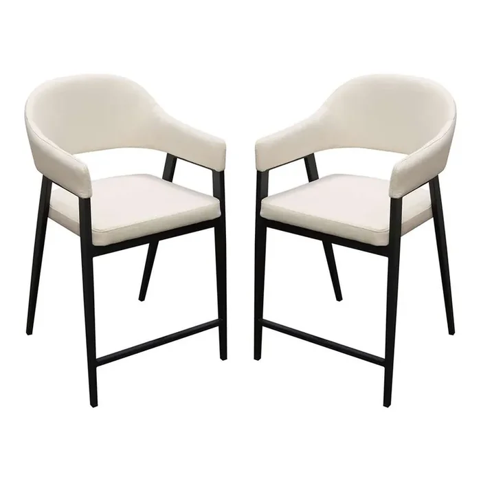 Diamond Sofa – Adele Counter Height Chairs in Cream Fabric w/ Black Powder Coated Metal Frame (Set of 2) – ADELESTCM2PK