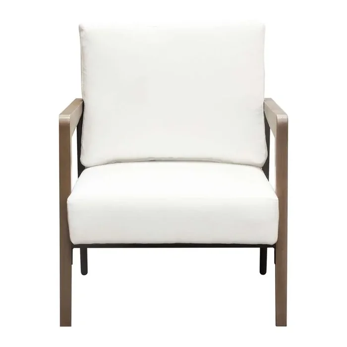Diamond Sofa – Blair Accent Chair in White Fabric with Curved Wood Leg Detail – BLAIRCHWH