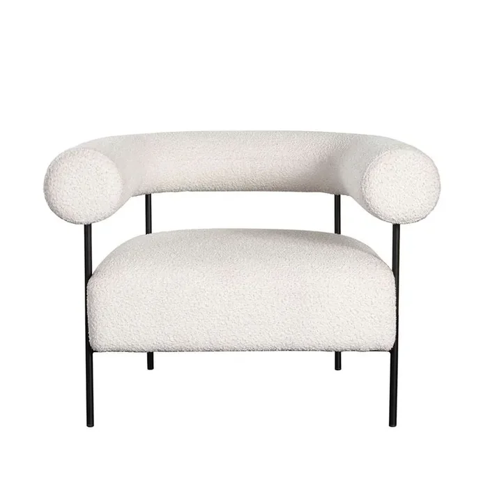Diamond Sofa – District Accent Chair in Ivory Boucle Fabric w/ Black Metal Frame – DISTRICTCHIV