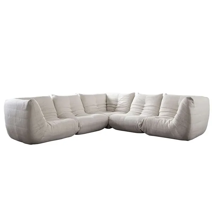 Diamond Sofa – Ezra 5PC Corner Sectional in Cream Fabric – EZRA3SC2ACCM
