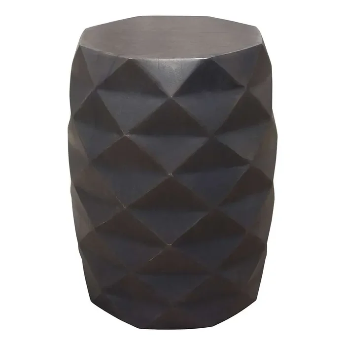Diamond Sofa – Fig Solid Mango Wood Accent Table in Grey Finish w/ Geometric Motif – FIGETGR