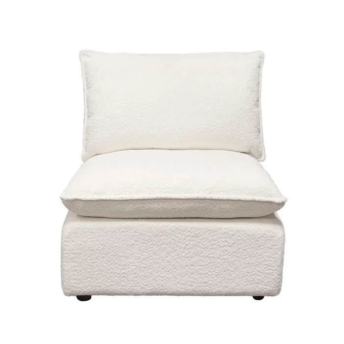 Diamond Sofa – Ivy Armless Chair in White Faux Shearling w/ Feather Down Seating – IVYACWH