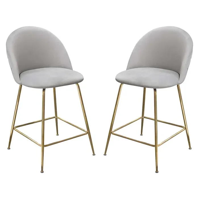 Diamond Sofa – Lilly Counter Height Chairs in Grey Velvet w/ Brushed Gold Metal Legs (Set of 2) – LILLYSTGR2PK