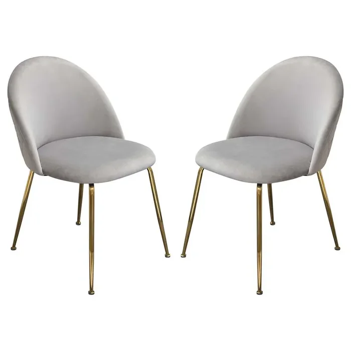 Diamond Sofa – Lilly Dining Chairs in Grey Velvet w/ Brushed Gold Metal Legs (Set of 2) – LILLYDCGR2PK