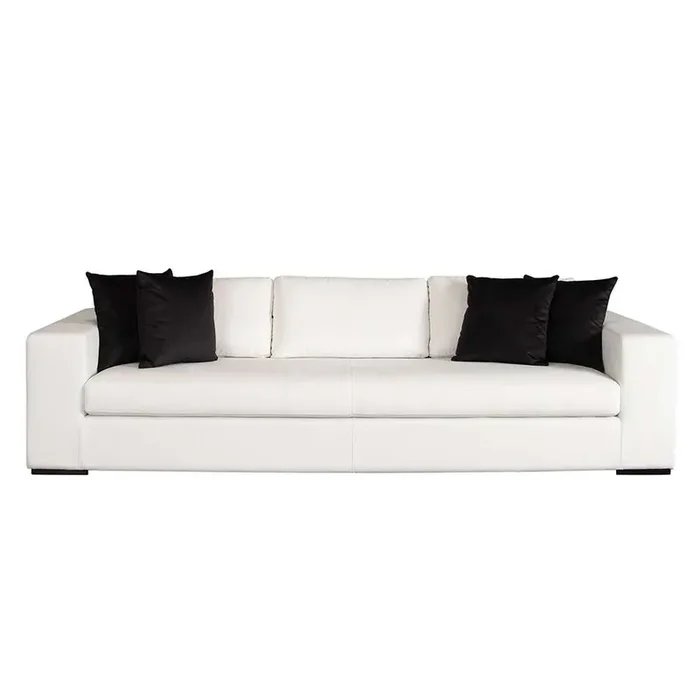 Diamond Sofa – Muse Sofa in Mist White Performance Fabric w/ (4) Black Accent Pillows – MUSESOWH