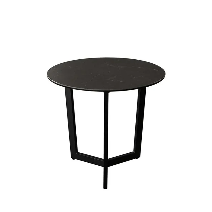 Diamond Sofa – Onyx Round End Table w/ Black Ceramic Glass Top & Black Metal Leg – ONYXETBL